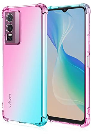 HONLEN Custodia per vivo Y76 5G Case, (6.58 Inches) Trasparente Sfumato TPU Silicone Progettata, 4 Angoli rinforzati Case