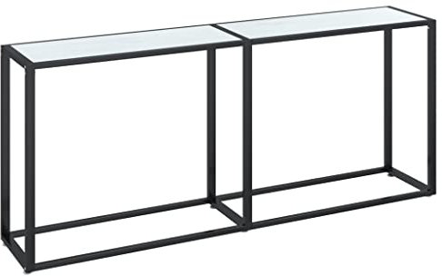 vidaXL Konsolentisch Konsole Beistelltisch Flurtisch Sideboard Ablagetisch Wandtisch Glastisch Tisch Weiß Marmor-Optik 180x35x75,5cm Hartglas Stahl
