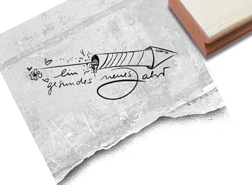 Stempel Ein gesundes neues Jahr, mit Rakete - Silvester Stempel Neujahr Guten Rutsch Happy new year Glück Karten Tischdeko Scrapbook - zAcheR-fineT