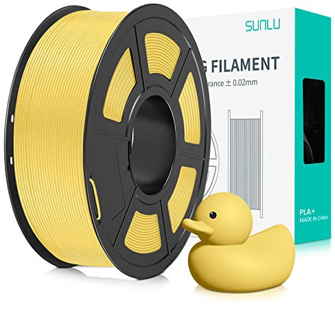 SUNLU PLA+ Filament 1.75mm, PLA Plus 3D Drucker Filament, Stärker belastbar, Neatly Wound, 1KG 3D Druck PLA+ Filament, Maßgenauigkeit +/- 0.02mm,Zitronengelb