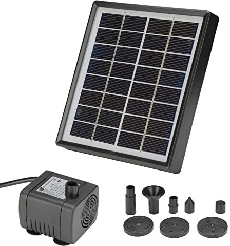TOPINCN Solar Powered Fountain Pump, 2W Black Plastic Outdoor Water Feature with 3 Sprinklers for Garden, Bird Bath, Small Pond