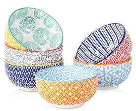 Selamica Kleinen Dessertschalen, 118 ml Schüssel Set, Mini Müslischalen, Dipschalen, Mikrowellen- und Spülmaschinenfest, 6er Set, Bunte