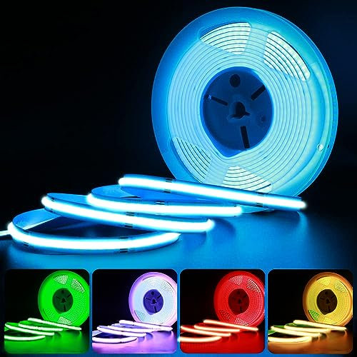 24V COB Ruban LED RGB 5M, COB RGB LED bande 576LEDs/M Flexible Bande dimmable Lumineuse LED Super Lumineux, largeur 10mm pour Armoire, Cuisine, Bricolage, Chambre à coucher(Only strip)