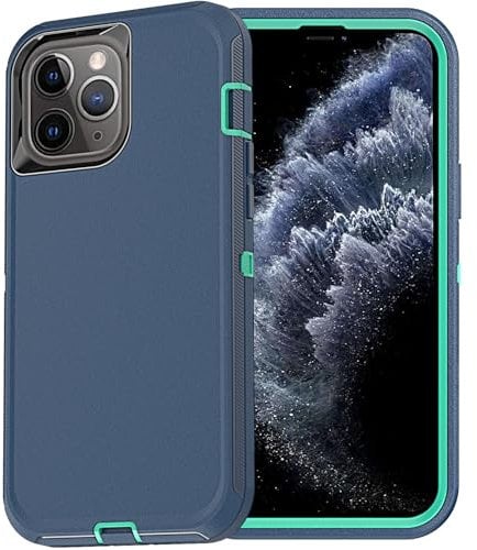 YmhxcY for iPhone 11 Pro Case Shockproof Dropproof Dust-Proof Drop Proof 3-Layer Durable Phone Case Heavy Duty Protection Phone Case Cover for Apple iPhone 11 Pro 5.8 inch-Blue/Turquoise
