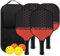 Pickleball Set, Pickleball Schläger mit Fiberglas Oberfläche Pickle Ball Paddles mit 4 Bällen Ausrüstung und Tragbare Rucksack, Pickleball Sport für Anfänger/Freizeitspieler