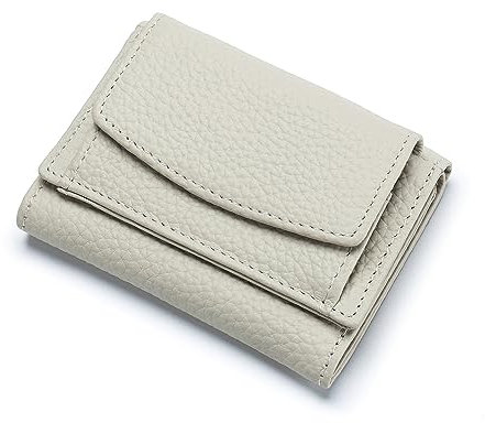 FORRICA Portefeuille Femme Petit Blocage RFID Porte Monnaie Cuir Vachette Léger Compact Porte Cartes Portefeuilles Filles Poche à Monnaie Blanc