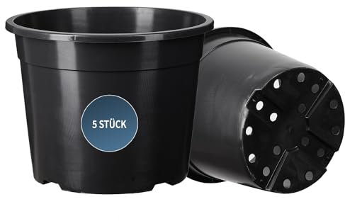 Tymar Lot de 5 pots de culture, 32 cm, pour semis, 15 l, en plastique