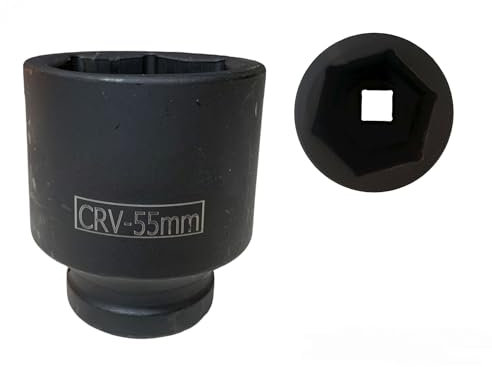 Chiave a Bussola esagonale 55 mm con attacco quadro femmina 3/4 bussole bussolotto Boccola (Acciaio al cromo-vanadio, 55mm 1) (55mm esagonale attacco femmina 3/4)