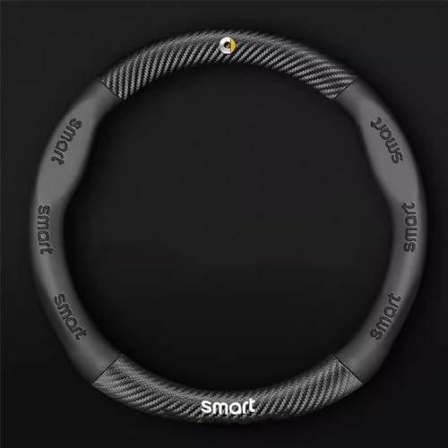 Auto Lenkradbezug für Benz Smart 450 451 453 Fortwo Forfour, Anti Rutsch Atmungsaktiv Mikrofaser Leder Auto Lenkradabdeckung, Lenkradschutz Lenkradbezug Zubehör,A Black