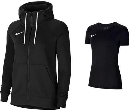 Nike Damen Nk FLC Park20 Fz Hoodie Sweatshirt, Black/White/White, M EU & Damen Park Vii T Shirt, Schwarz-Weiss, M EU