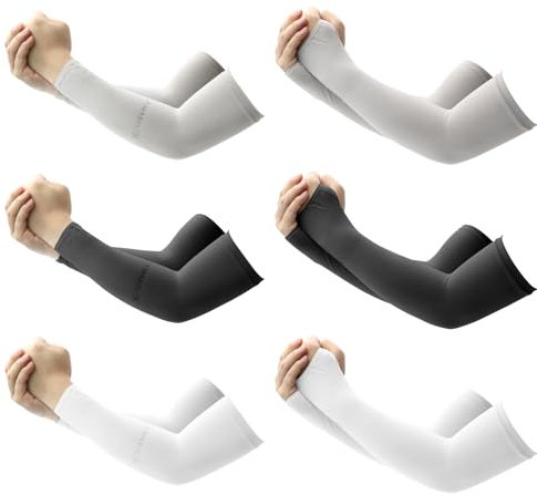 Scettar 6 Paare arm sleeve gaming(3 Paare Armmanschette mit Daumenloch), armlinge radsport für Damen Herren, UPF 50+ armstulpen sommer, volleyball armschoner, UV-Schutz Armstulpen
