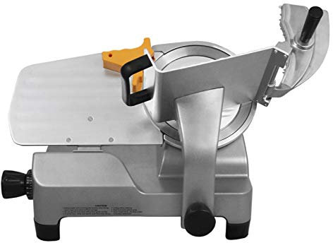 Gastro Aufschnittmaschine mit 30cm/ 300mm Messer Schrägschneider mit Schnittguthalter, Schubhilfe und integrierter Schärfevorrichtung Kommerzieller Allesschneider Fleisch Käse Gemüse Brot Aufschnitt