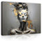 WallArena - Leinwand Bilder - Abstrakt Frau Gold Grau - 120x80 cm Leinwandbilder - Bild auf leinwand - Wandbild XXL groß Wandbilder für Wohnzimmer Schlafzimmer Wohnzimmerbilder Modern