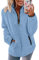 Womens Fleece Jumper Fluffy Pullover Teddy Fleece Sweatshirts Casual Top Fuzzy 1/4 Zip Up Long Sleeve Stand Collar Cozy Coat Tops with Pockets Fuzzy Casual Loose Velvet Sweater Outwear Coat for Women