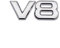 Chrom-Metall-V8-Logo, Auto-Emblem, Premium-3D-V-8-Motorabzeichen, Klassiker, Auto-Aufkleber, V8, geteilter Aufkleber (Silber)