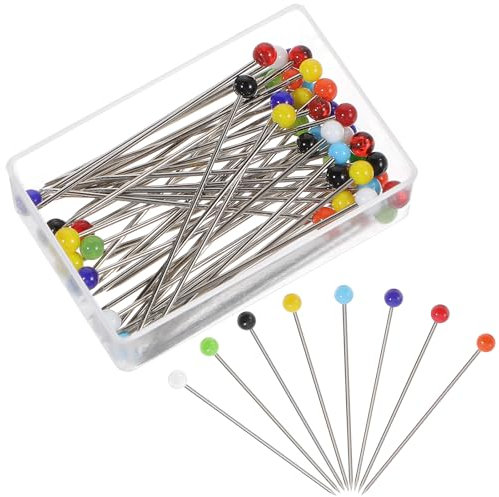 Stecknadeln mit Kopf Groß 300 Stück Bunte Glaskopfnadeln Stecknadeln Nähen Mehrfarbig Stecknadel Edelstahl Stecknadel Lang Bastelnadeln für DIY Nähen Säumen Craft Jewelry Komponenten
