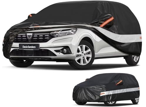 Holthly Bache Voiture Exterieur pour Dacia Sandero(2008-2025) Housse Voiture à 10 Couche,Bache Voiture 100% Imperméable,Bâche Protection Voiture écran Solaire,Protection UV,Anti Rayures
