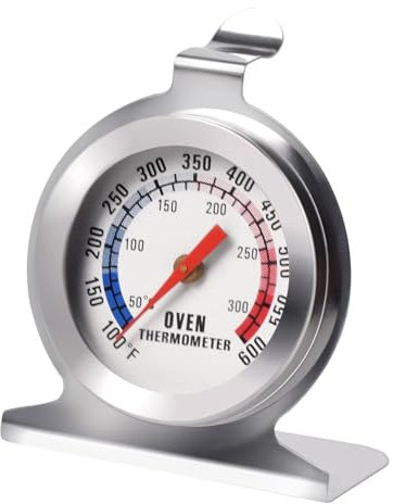 Oven Thermometer - High Accuracy Cooking Thermometer for Baking, Grilling, and Roasting | Stainless Steel, Large Dial, and Instant Read Temperature Gauge (50-300°C / 100-600°F) for inside oven