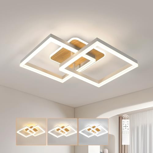 Comely Deckenlampe LED Dimmbar, Weiß Quadratisch LED Deckenleuchte 40W mit Fernbedienung 3000K-6500K, Modern Deckenbeleuchtung LED für Schlafzimmer Küche Wohnzimmer Flur