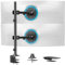 Heavy Duty Dual Monitor Arm – Fully Articulating Desk Mount for 17″–49″ Flat & Curved Screens, Supports 44lbs Each, Quick-Release VESA & Integrated Cable Management, Black
