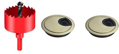 DuDuZui œillets de Bureau Bronze Passe-câble de Bureau Passe-câble de Bureau, Solution Idéale pour Le Bureau et la Maison Câble de Table (2 Pièces 60mm +1 Scie Cloche)
