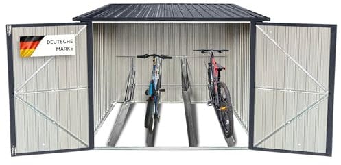 Albatros Premium Fahrradgarage – verzinktes Metall in Anthrazit (RAL 7016) | 198x203x162cm | für bis zu 4 Fahrräder | wetterfester Fahrrad Garage, abschließbar