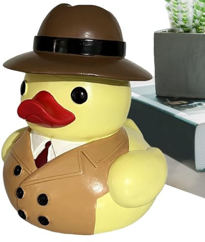 Hucha de pato, decoración colorida para estantes, decoración interior de resina, 14 x 14 x 16 cm, divertida estatua de pato para sala de estar, dormitorio y exhibición de almacenamiento de monedas