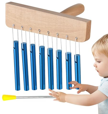 Hand Chimes 8-Ton Holzglocken Chime | Musikinstrument Mit Massivem Aluminiumrohr Und Schlägel Für Tempel Schule Unterricht Konzentrationsübung Zuhause