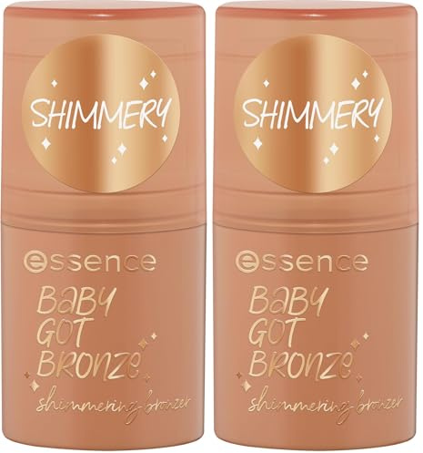 essence BABY GOT BRONZE shimmering bronzer, Konturstift, Nr. 10, Braun, sofortiges Ergebnis, natürlich, schimmernd, vegan, ohne Parabene, ohne Mikroplastikpartikel, Nanopartikel frei, 2er Pack (5.5g)