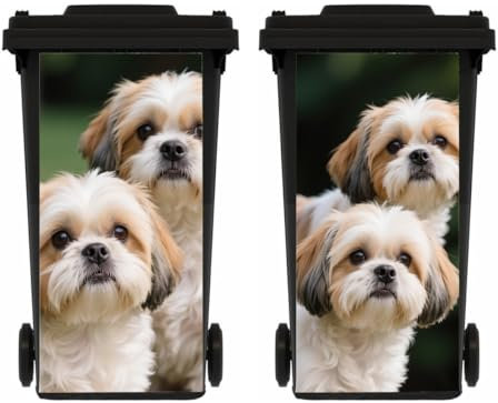 PLOIKM 2Pieces Dog Wheelie Bin Stickers, Multi-Size Self Adhesive Dustbin Stickers, Waterproof Bin Decal, for Garden Outdoor, Wall Decoration