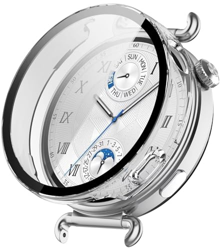 FTRONGRT Hülle Kompatibel mit Huawei Watch GT 6 41mm, PC + Bildschirmfilm, Kratzfest, All-Inclusive-Schutzhülle. Transparent