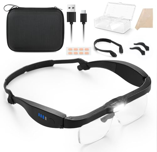 MoKo Magnifying Glasses with Light, 1X-4X Magnifier Headset