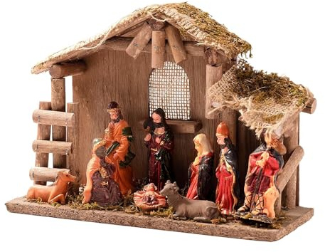 Christmas Nativity Figures Miniature Religious Festive Figurine Set | Nativity Scene Christmas Ornaments for Home Table Desk Shelf Windowsill Miniature Religious Festive Figurine Set Women Men