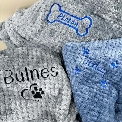 HERSTL Personalisierte Hundedecke, Bestickte Hundedecke Mit Namen Und Geburtsdatum, Kuschelige Pfotenabdruck-Haustierdecke Als Geschenk for Hunde, Welpen, Katzen Und Kätzchen(120X200cm)