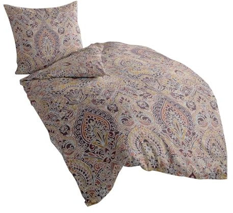 Traumschlaf kuschelig weiche Biber Bettwäsche Gent Gold aus 100% Baumwolle mit Reißverschluss 155x220 cm + 80x80 cm