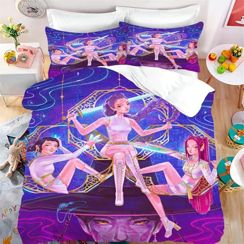 CYSYLQW K-Pop：Anime Bettwäsche Mit Kissenbezug,100% Mikrofaser, 3D-Digitaldruck Bettbezug Allgemein Für Kinder Und Erwachsene (135 * 200CM,5)