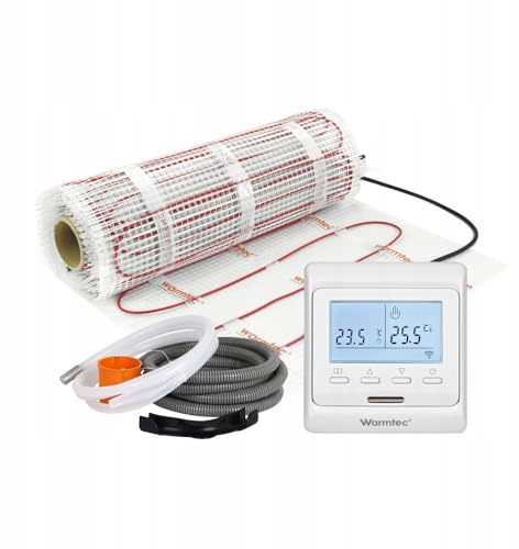 WARMTEC Riscaldamento elettrico a pavimento 170 W/m² | Tappetino riscaldante autoadesivo con termostato per calore sotto le piastrelle con classe di protezione IPX7 | T510 Bianco 12 m²