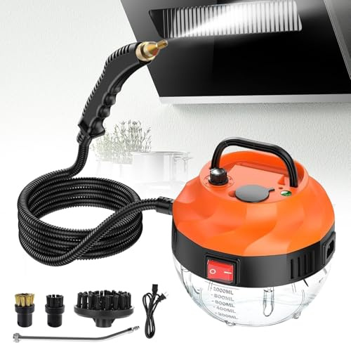 Bellanny Handdampfreiniger, 3800W Dampfreiniger Handgerät mit 3 Bürsten, Dampfteiniger mit 1000ml Wassertank, 6 Leistungsstufen Steam Cleaner für Reinigung Bad Küche Böden Fliesen Fenstern Sofas Auto