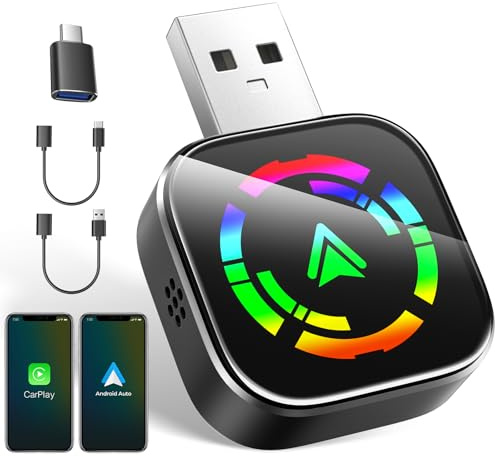 VOSFFEL Wireless Adapter CarPlay/Android Auto, Kabelgebunden auf kabellos