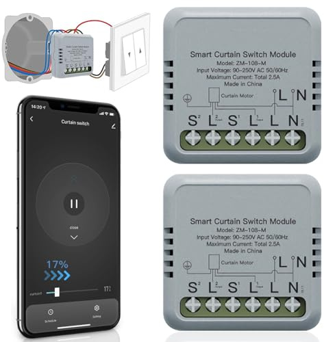 2 Stücke Zigbee Smart Rollladenschalter, Unterputz Relaismodul mit Prozentanpassung, Erfordert Tuya ZigBee Hub, Rolladensteuerung Unterputz, Neutralleiter erforderlich