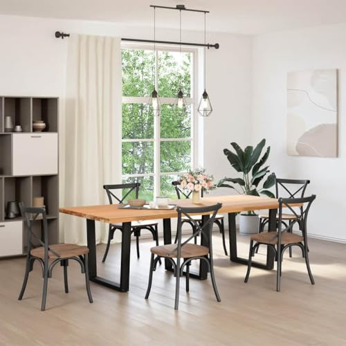 Générique Pieds de Table à Manger en V 3 pièces Noir 80 x (72-73,3) cm Acier,Meubles,Accessoires pour Tables,Pieds de Table,4012664