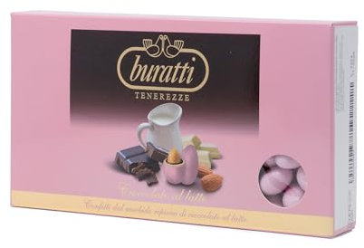 Buratti Confetti alla Mandorla Ricoperta di Cioccolato, Tenerezze Rosa - 1000 g