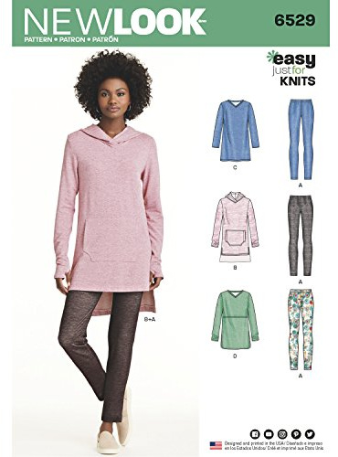 New Look Pattern 6529 Women's Knit Tunics and Leggings, Paper, White, 22.00 x 15.00 x 1.00 cm
