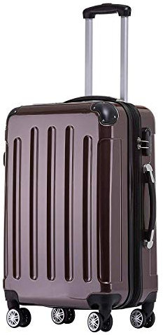BEIBYE Zwillingsrollen 2048 Hartschale Trolley Koffer Reisekoffer Taschen Gepäck in M-L-XL-Set (Coffee, M)