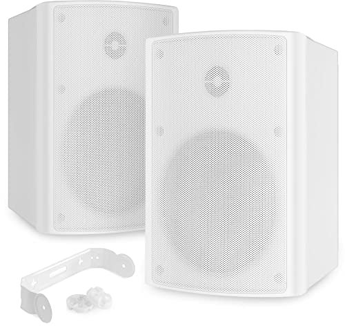 Power Dynamics BGO50 Enceintes Passives 2 Voies 120 Watts, Blanches, Woofer 5,25, Livré par Paire, Étrier de Fixation, Intérieur ou Extérieur, Grille en Aluminium et Support de Montage, Sono Pro