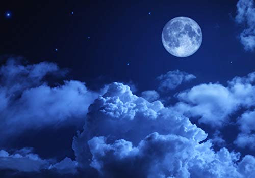 wandmotiv24 Fototapete Nacht Mond Himmel Sternen Wolken Blau, XL 350 x 245 cm - 7 Teile, Wanddeko, Wandbild, Wandtapete, M4836