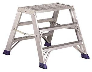 Svelt Sgabello Scaletta Professionale 5 gradini in Alluminio a Due Tronchi di Salita con Larghezza e Piattaforma Maggiorate 150kg di Portata