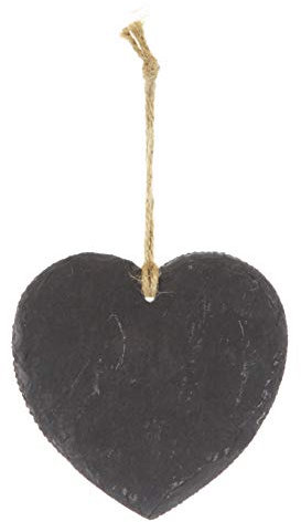 Cepewa Anhänger Herz aus Schiefer mit Juteband/Schiefertafel Herzform zum Beschriften