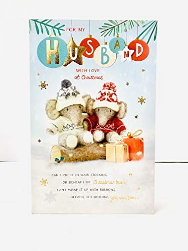 Weihnachtskarte für Ehemann – niedliche Weihnachtskarte für Ehemann – Weihnachtskarte mit niedlichen Elefanten – süße Weihnachtskarte für Ihn – Ehemann Weihnachtsgeschenke – Geschenkkarte für Ihn