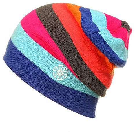AILOVA Regenbogen Mütze, Damen/Herren Winter-Strickmütze, Gestrickte Wintermütze Doppelstrick Streifenmütze Garn Eltern Kind Mütze Warm Baggy Slouchy Cap für Kopfumfang 55-61cm (Violett)